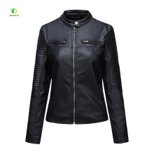 wholesale custom women's winter autumn outdoor casual fashion leather coat fit plus size PU leather jacket with zipper